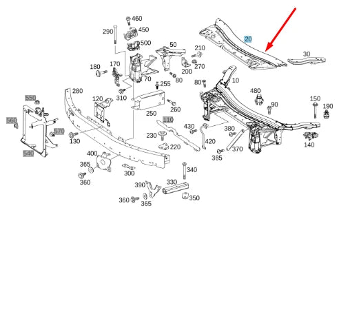 NEW MB GLC COUPE C253 RADIATOR UPPER PANEL TIE BAR A2536206300 ORIGINAL