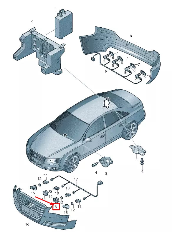 NEW AUDI A8 4H FRONT LEFT INNER PARK SENSOR MOUNT BRACKET 4H0919289C