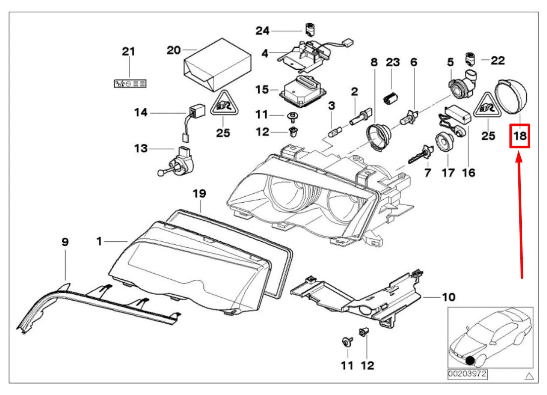 NEW BMW 3 E46 RIGHT HEADLIGHT LOW BEAM COVERING CAP 63127179830 7179830 ORIGINAL