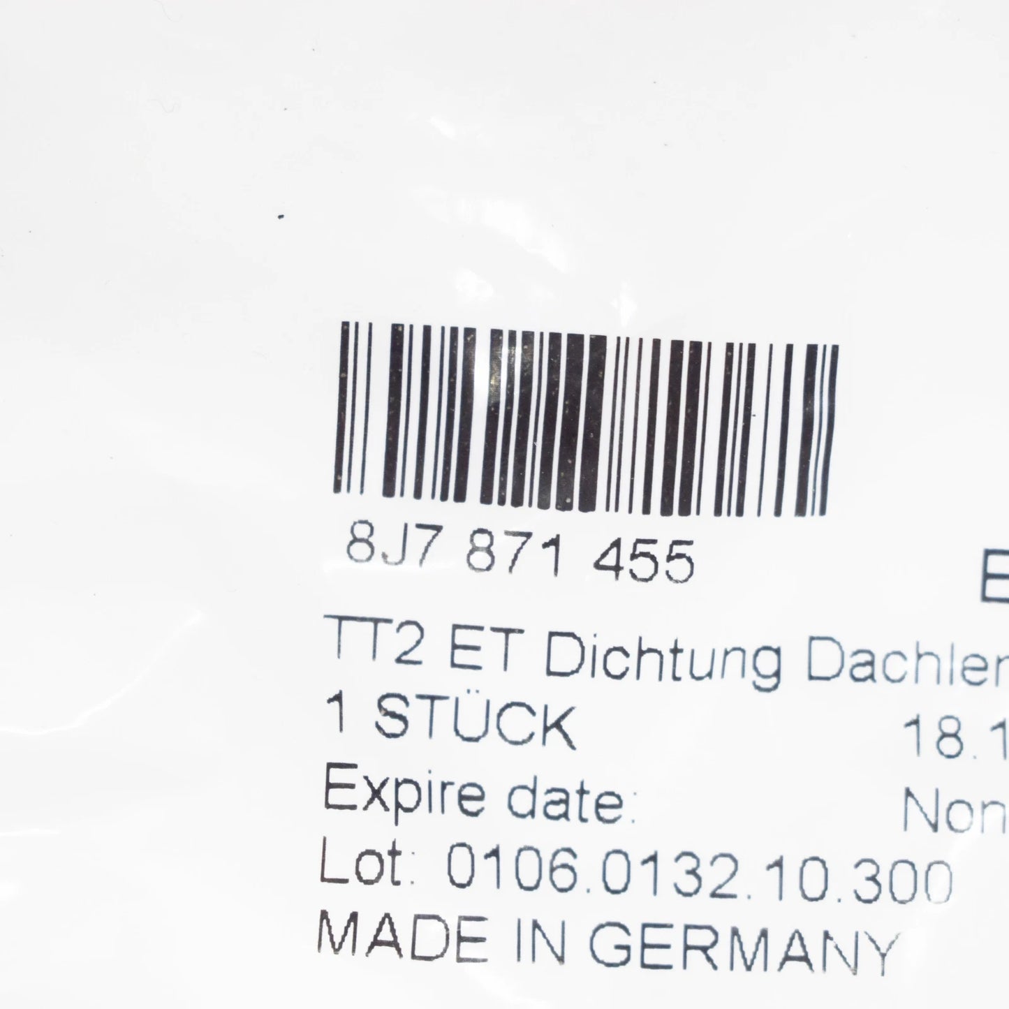 NEW AUDI TT 8J MK2 SOFT TOP LEFT FRONT SEAL 8J7871455 ORIGINAL