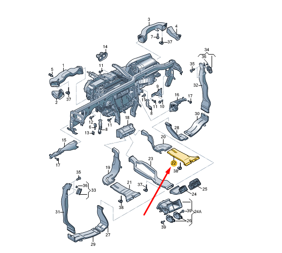 new audi a6 c7 cabin heater right air channel 4g0819802c original