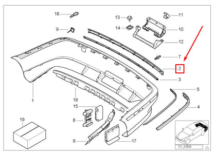 NEW BMW 5 E39 REAR BUMPER GUARD TRIM 7005944 51127005944 ORIGINAL