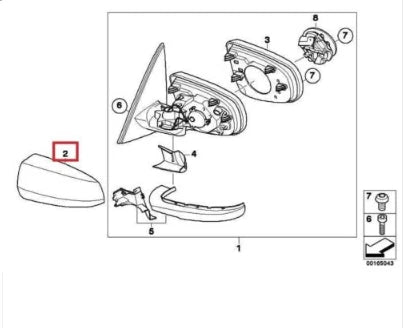 NEW BMW X5 E70 FRONT LEFT DOOR MIRROR COVER CAP 51167180725 ORIGINAL
