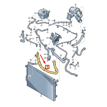 NEW VW GOLF CD MK8 ENGINE RADIATOR COOLANT HOSE 5WA122051AD ORIGINAL