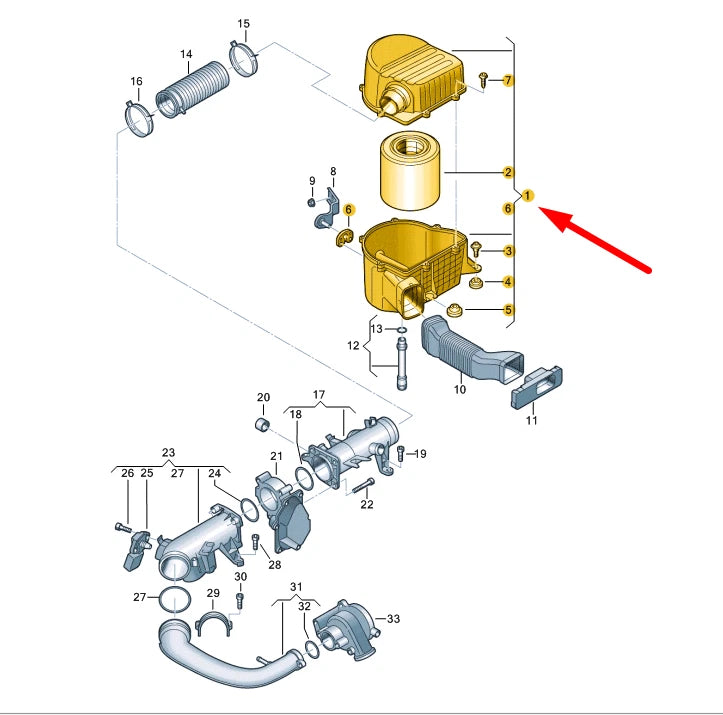 NEW AUDI A1 MK1 AIR FILTER BOX 6R0129607D ORIGINAL