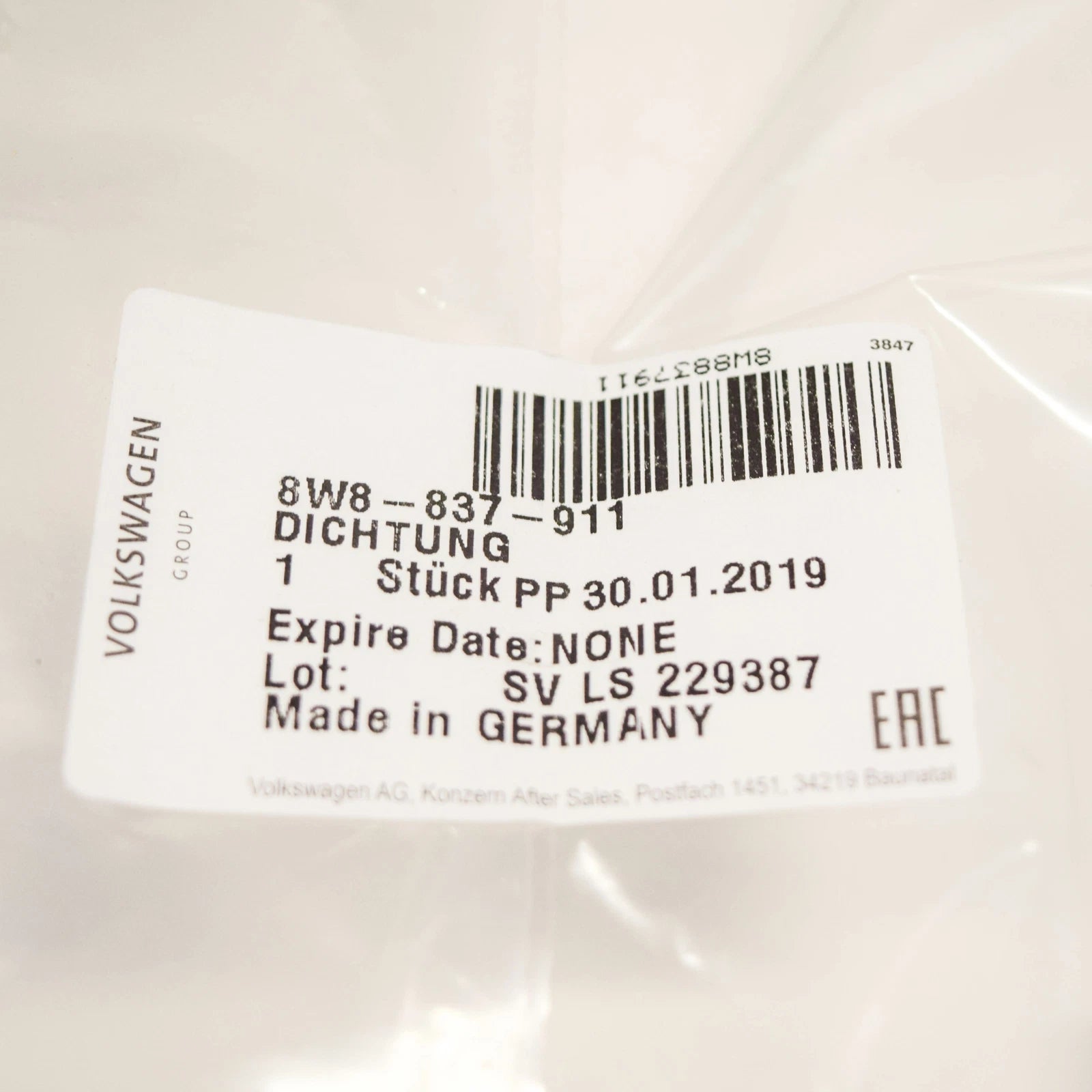 NEW AUDI A5 8W6 REAR LEFT OUTER DOOR SEAL GASKET 8W8839911