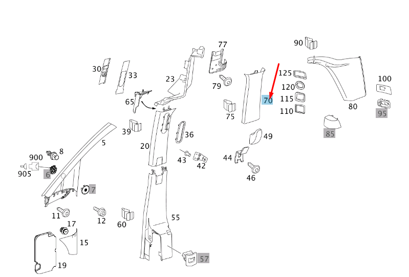 NEW MERCEDES-BENZ VITO W639 RIGHT SIDE C-PILLAR TRIM A63969250027D43 ORIGINAL