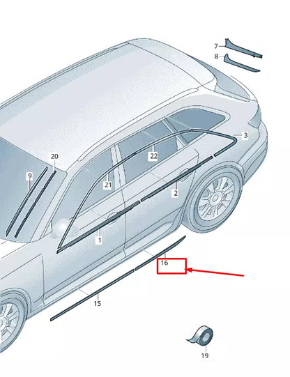 NEW AUDI A4 AVANT B9 REAR RIGHT DOOR MOLDING 8W9853970GRU 8W9853970 GRU