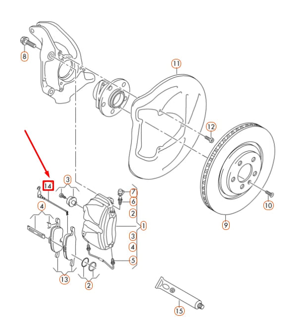 NEW AUDI TT FV FRONT RIGHT BRAKE PAD WEAR INDICATOR CONTACT 8S0615121A ORIGINAL