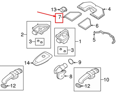 NEW BMW X5 E70 ENGINE RIGHT AIR FILTER ELEMENT 13717548898 ORIGINAL