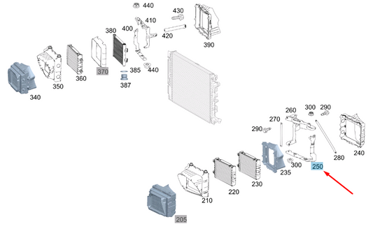 new mercedes-benz amg gt x290 radiator left lower bracket a2905040100 original