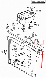 NEW MERCEDES-BENZ SL R129 UPPER RADIATOR HOSE A1295000875 ORIGINAL