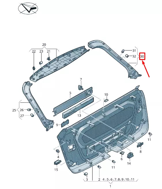 NEW AUDI Q8 4MN RIGHT UPPER REAR LID TRIM PANEL 4M88676084PK