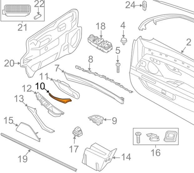 NEW BMW 5 F10 FRONT LEFT DOOR HANDLE CHROME 51217225689 7225689 ORIGINAL