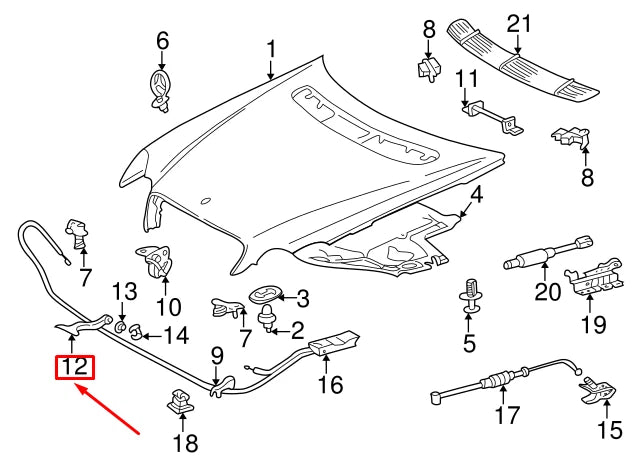 NEW MERCEDES-BENZ C-CLASS W203 HOOD RELEASE PULL HANDLE A2038870427
