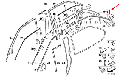 NEW BMW 7 E38 REAR RIGHT WINDOW MOULDING 8125470 51138125470 ORIGINAL