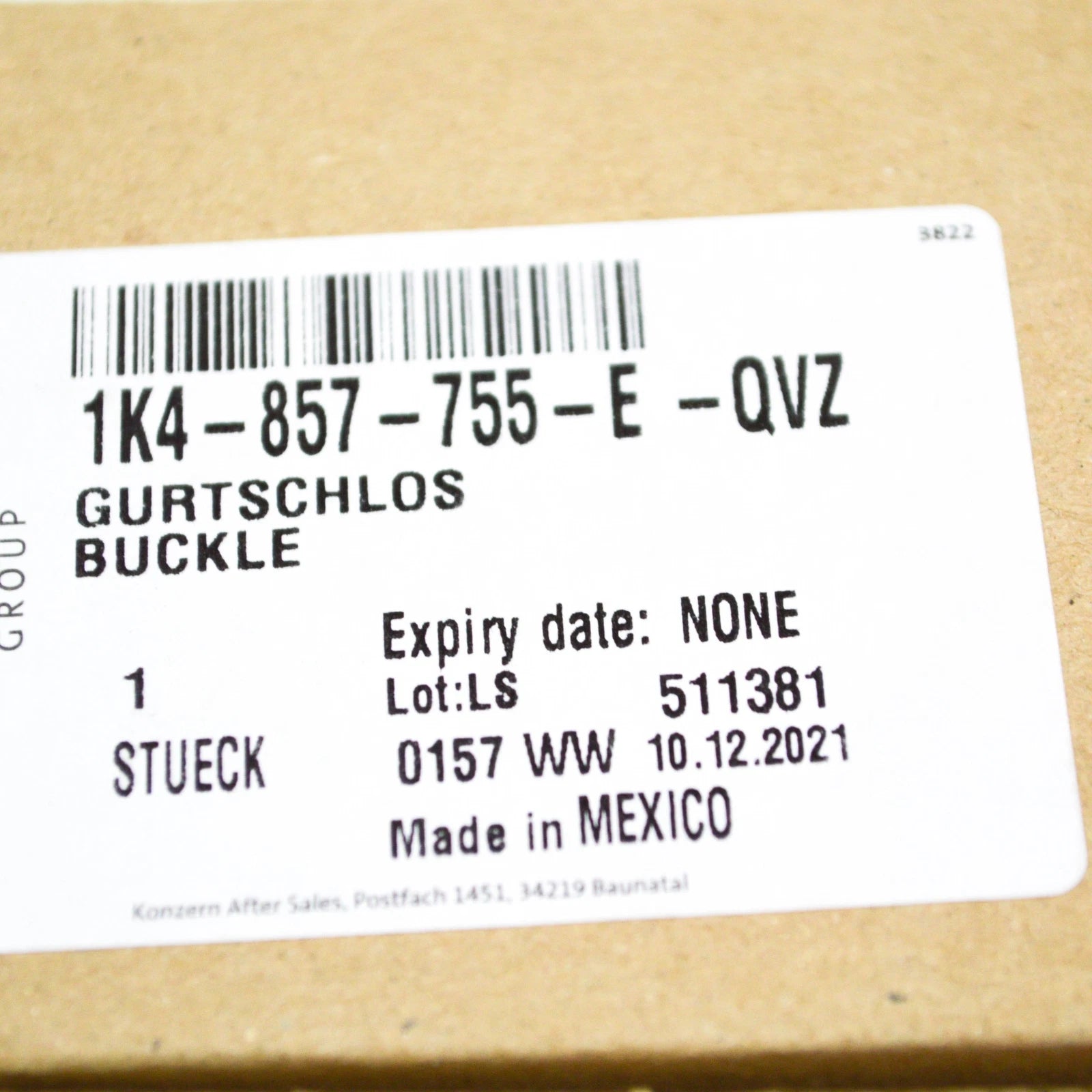 NEW VOLKSWAGEN GOLF 1K MK5 FRONT LEFT SEAT BUCKLE 1K4857755EQVZ