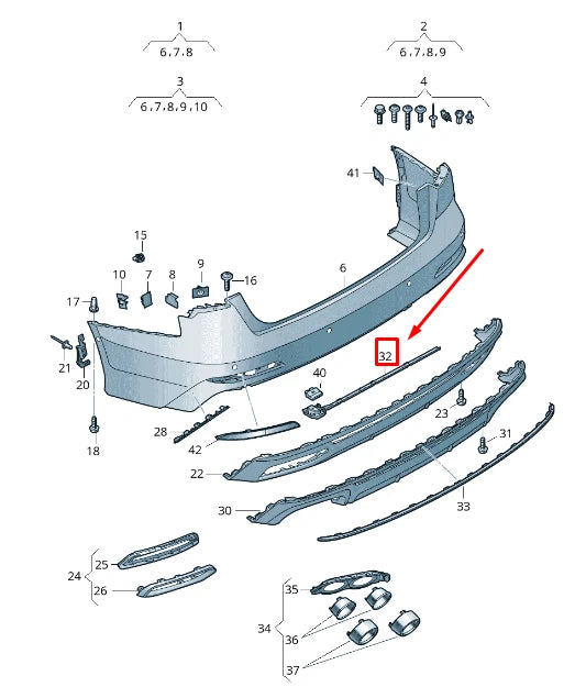 NEW AUDI A6 4A C8 REAR BUMPER SECURING STRIP 4K0807900A