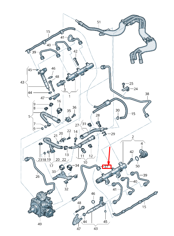 new audi a4 avant b9 fuel rail fuel line 059130312at original