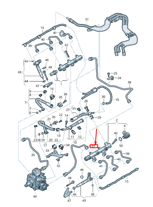 new audi a4 avant b9 fuel rail fuel line 059130312at original