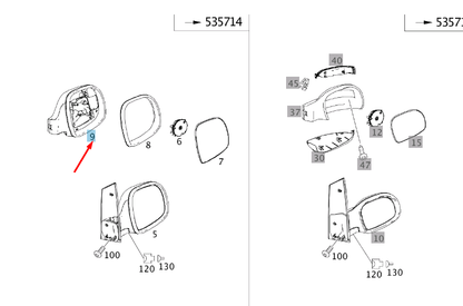 NEW MB VITO W639 FRONT RIGHT DOOR MIRROR COVER LHD A0008110422 ORIGINAL