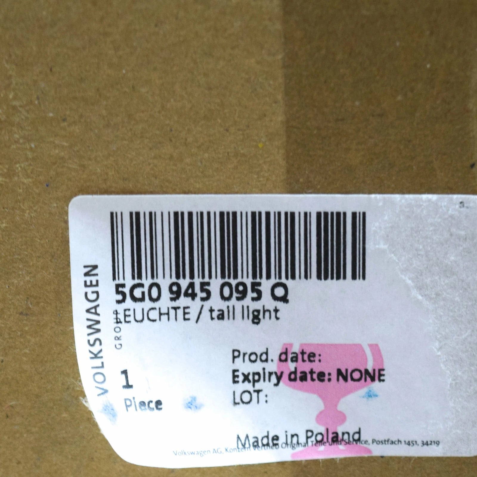 NEW VOLKSWAGEN GOLF MK7 5G REAR LEFT LED OUTER TAILLIGHT 5G0945095Q ORIGINAL