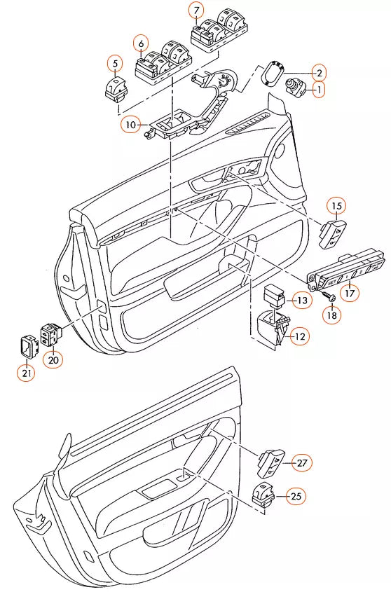 NEW AUDI A6 C6 DOOR MIRROR CONTROL BUTTON SWITCH 4F0959565A5PR 2010 ORIGINAL