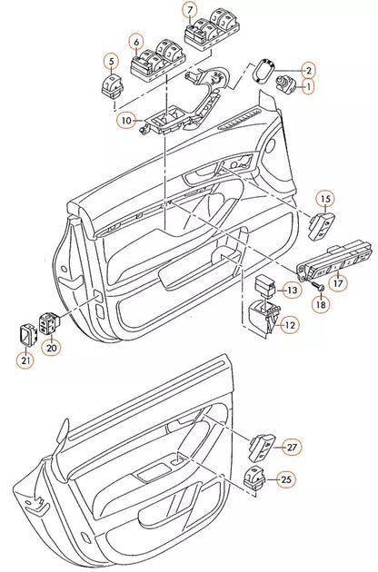 NEW AUDI A6 C6 DOOR MIRROR CONTROL BUTTON SWITCH 4F0959565A5PR 2010 ORIGINAL