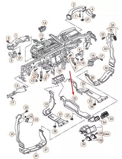 NEW AUDI A4 B8 INSTRUMENT PANEL DASH AIR DUCT 8K0857039 ORIGINAL