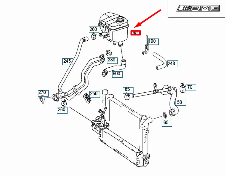 NEW MB C W203 AMG COOLING WATER EXPANSION RESERVOIR TANK A2035000249 ORIGINAL