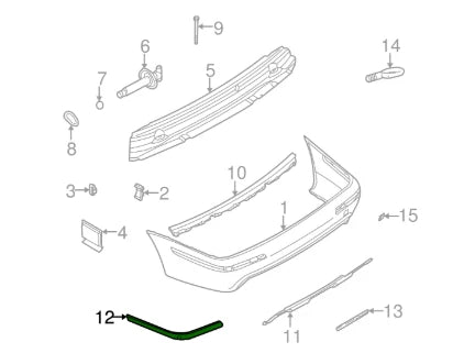 NEW BMW 5 E39 REAR M BUMPER PDC LEFT SIDE MOLDING 51122498501 ORIGINAL