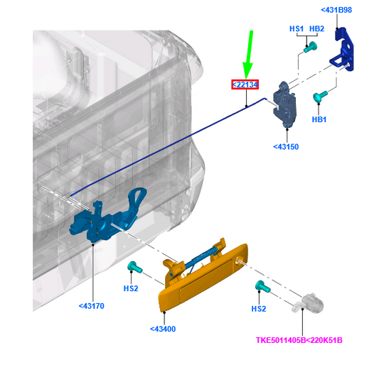 new ford ranger t6 mk1 tailgate left door lock mechanism rod 1746129 original