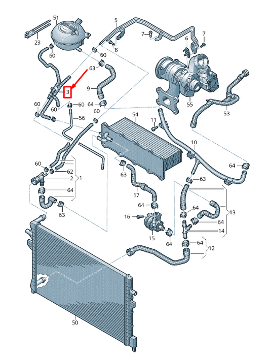 new vw beetle 5c engine coolant hose 04e122447as original