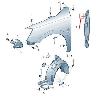 new skoda fabia mk3 nj front left inner wing close trim 6v0821111 original