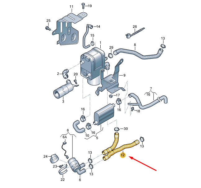 NEW VW EOS AUXILIARY HEATER COOLANT HOSE 1K0819350B ORIGINAL