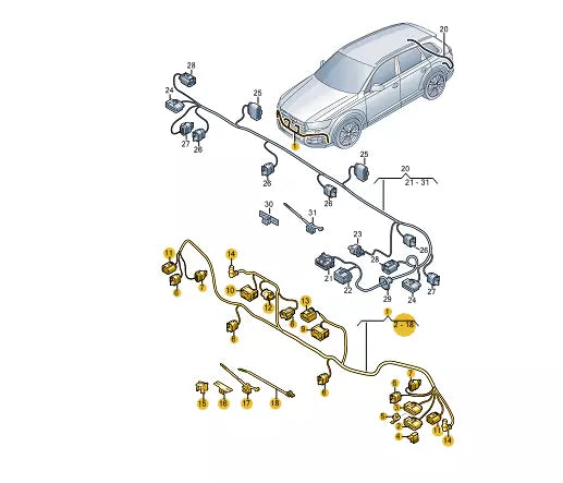 NEW AUDI Q7 4M FRONT PARKING AID WIRING HARNESS 4M0971095KA ORIGINAL