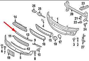 new mini clubman r55 front bumper lower grille chrome trim 51112751624 original