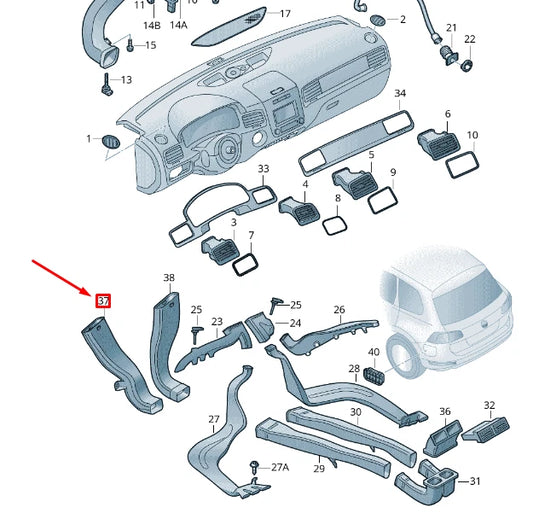 NEW VW TOUAREG 7P FRONT LEFT CABIN HEATER AIR CHANNEL RHD 7P2819946A