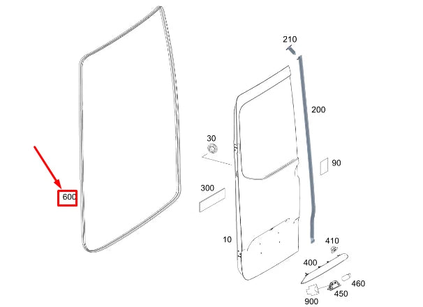 NEW MERCEDES-BENZ SPRINTER 907 REAR-END DOOR SURROUND SEAL A9077250300 ORIGINAL