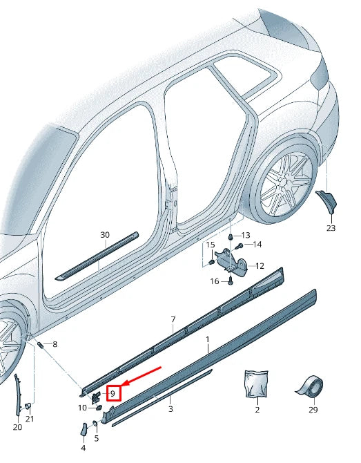 NEW AUDI RS3 LEFT SIDE MEMBER TRIM ADAPTER 8V4853493