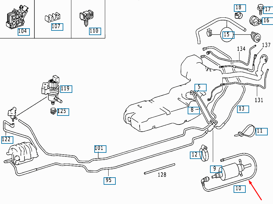 NEW MERCEDES-BENZ M-CLASS W163 FUEL TANK FEED LINE A1634703764 2004 ORIGINAL
