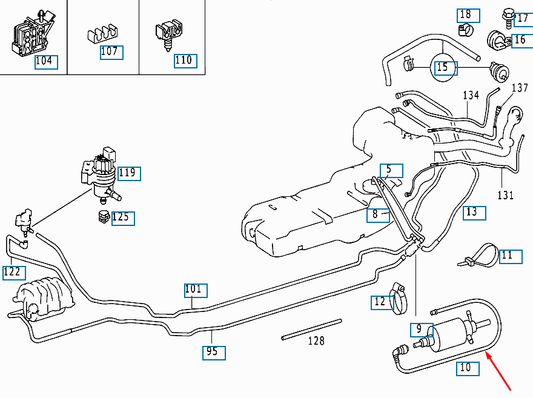 NEW MERCEDES-BENZ M-CLASS W163 FUEL TANK FEED LINE A1634703764 2004 ORIGINAL