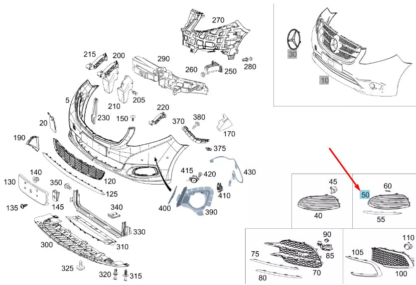 NEW MB VITO W447 FRONT BUMPER RIGHT COVER TRIM A44788401009051 ORIGINAL