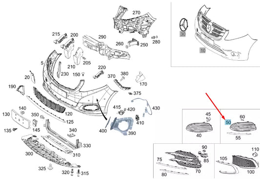 NEW MB VITO W447 FRONT BUMPER RIGHT COVER TRIM A44788401009051 ORIGINAL