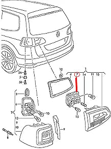 NEW VW SHARAN 7N INNER RIGHT TAIL LIGHT CARRIER BULB 7N0945260A