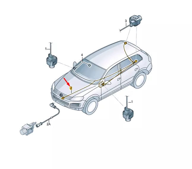 NEW VOLKSWAGEN TOUAREG 7P FRONT CAMERA CABLE SET 7P1971298B