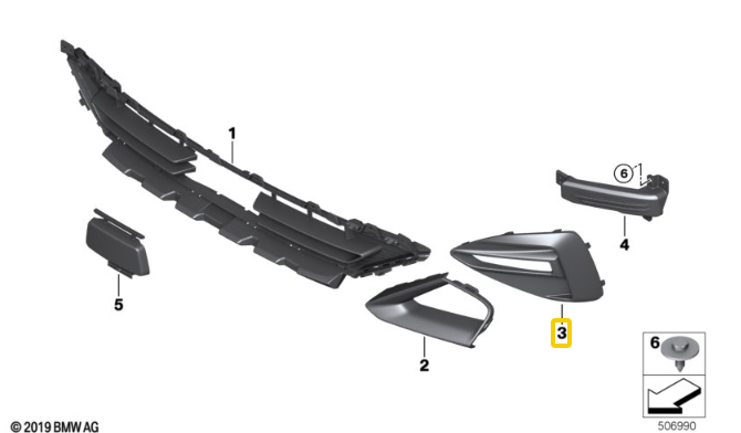 new bmw 2 gran coupe f44 front right grille 51118491644 original