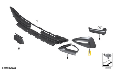 new bmw 2 gran coupe f44 front right grille 51118491644 original