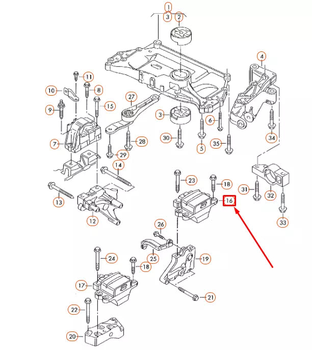 NEW VOLKSWAGEN BEETLE A5 GEARBOX MOUNTING 1K0199555CH