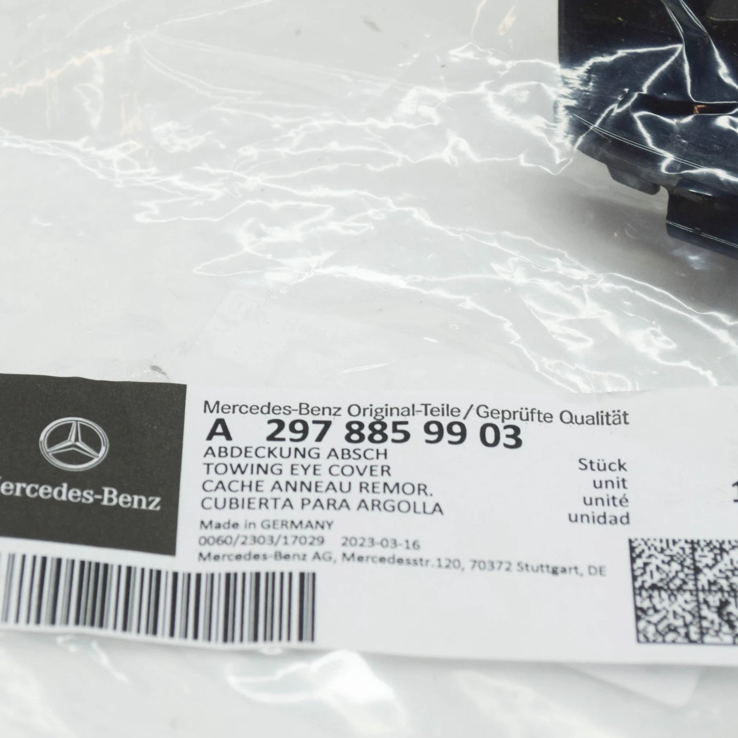 NEW MERCEDES-BENZ EQS V297 FRONT BUMPER TOW HOOK EYE COVER A2978859903 ORIGINAL